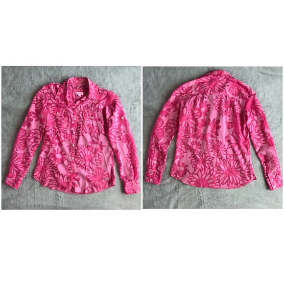 Lilly Pulitzer Eliot Resort Pink Floral Button Top - Picture 2 of 8